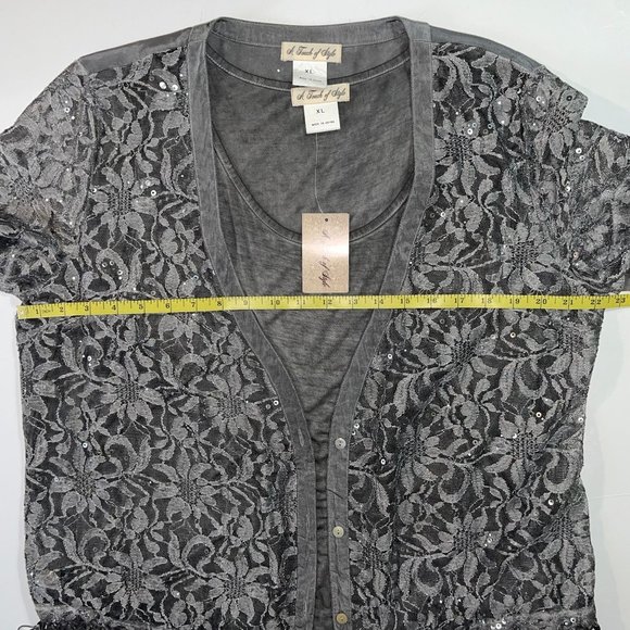 NWT A Touch Of Style - Women Sz XL - 2 Peice Set Grey Tank Top & Grey Lace Top - Picture 5 of 16